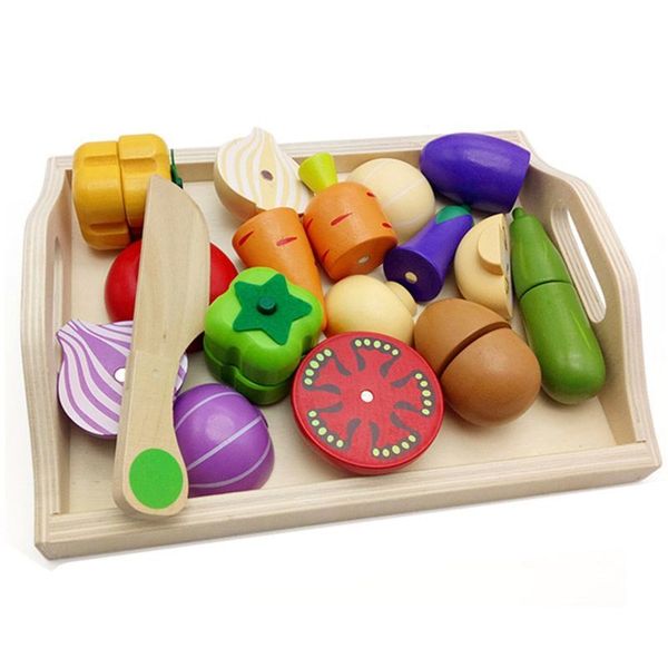 

wooden classic game simulation kitchen series toys cutting fruit vegetable set toys montessori early education gifts 1019
