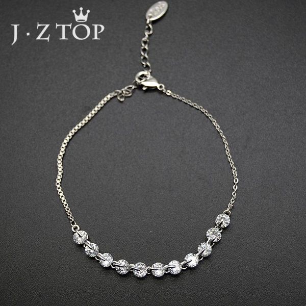 

jztop fine циркон браслеты для женщин шарм серебро цвет нержавеющей стали цепи браслеты браслет femme кристалл свадебные украшения, Black