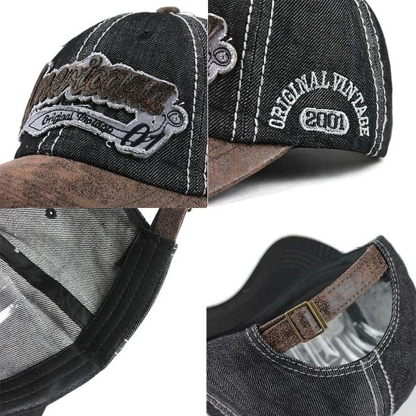 

flb] new men's cap denim baseball caps for men streetwear women dad hat snapback embroidery casual casquette hip hop cap f358 sqcaaq, Black;white