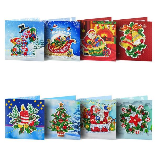 

8pcs set christmas greeting card diy special-shaped diamond painting christmas postcards gift decoration navidad 2020