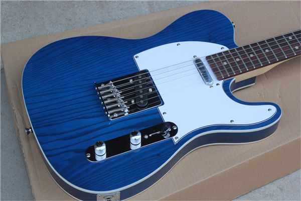 

factory store transparent blue body electric guitar with tl pickups,chrome hardware,white pickguard electric guitar guitarra
