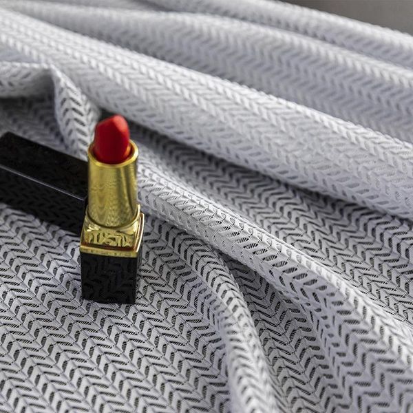 

light luxury hollow fishbone yarn northern european geometric thick white mesh curtains transparent screen living room bedroom