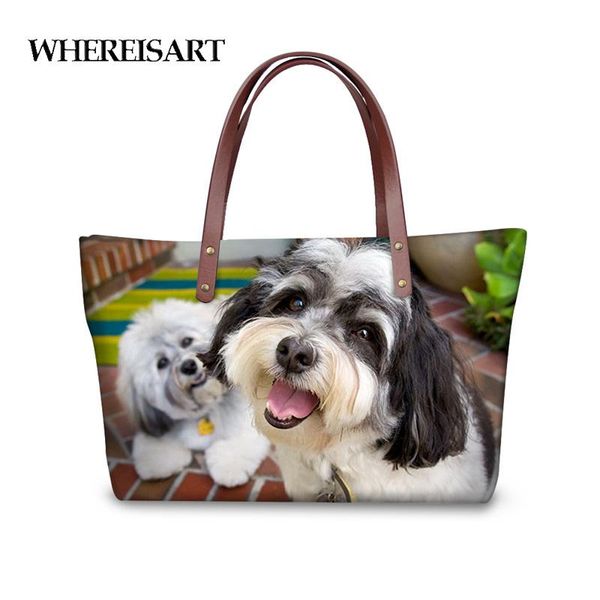 

whereisart havanese собаки женщины большие мешки посыльного высокого качества totes креста тела сумка для женщины покупки мешок bolsos mujer