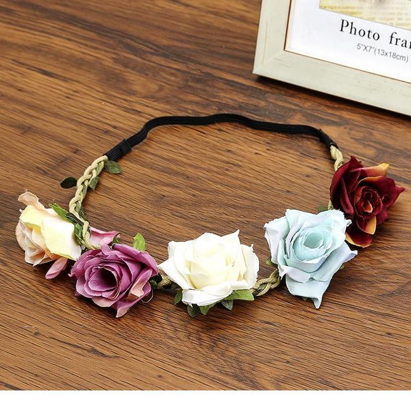 

haimeikang boho wreath flower headbands rose flowers head band elastic hairbands handmade beach headwear hair acc qylrzp