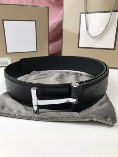 

tom belt men classic business belts fashion luxury designer women 3a+ genuine leather big buckle waistband with box, Black;brown