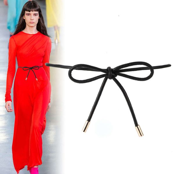 

girl's shirt skirt girdle with lace and bow tie, thin belt, leather waist cover, versatile bandage, Black;brown