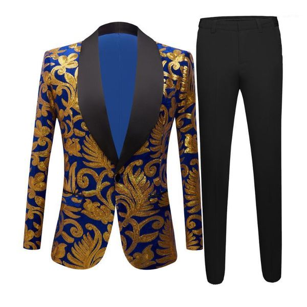 

luxury royal blue sequin dress blazer men nightclub stage shawl collar mens suit jacket wedding party stage blazer masculino1, White;black