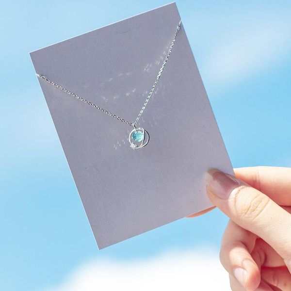 

pendant necklaces 100% real 925 sterling silver fine pendants studded crystal trend sweet circle planet short collar bone chain jewelry