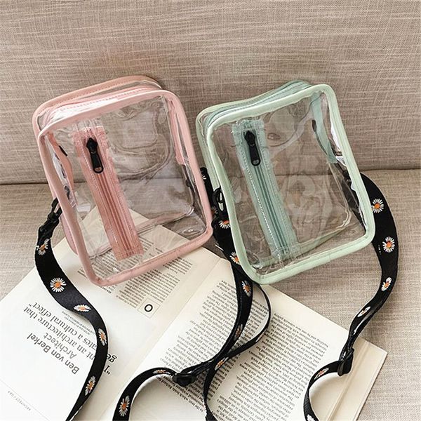 

dhl50pcs messenger bags women pvc transaprent rectangle shaped phone coin purses mix color