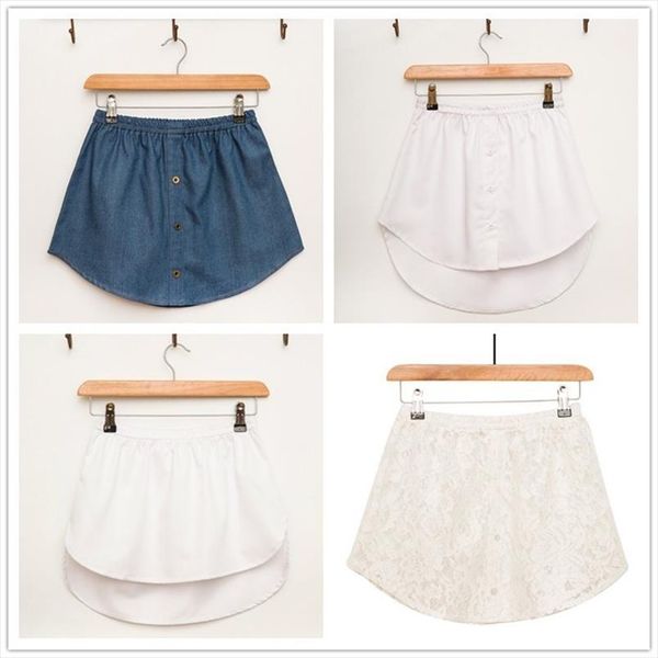 

spring and summer short skirt all match lace rendering false shirt a line half body women skirts wholesale drop shpper, Black