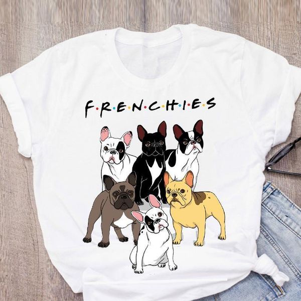 

women cute dog friends funny pet printed cartoon short sleeve summer lady t-shirt shirt womens clothing tees female t shirt, White