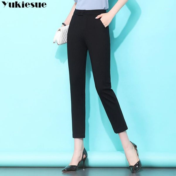 

formal office work summer 2020 women's pants female high waist skinny pencil pants capris for women trousers woman plus size1, Black;white