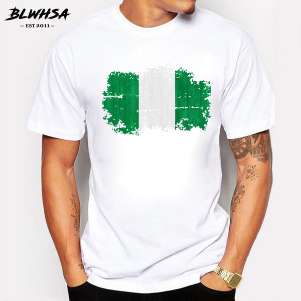 

sport blwhsa summer nigeria t shirt men short sleeve men's clothing fitness t-shirt flag of nigeria nostalgic style tee