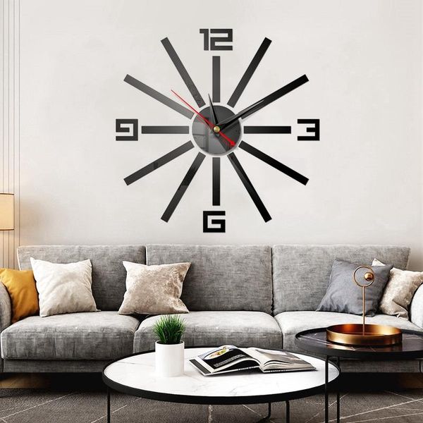 

wall clock stickers 3d modern watch kitchen quartz needle acrylic home decoration living room silent round acrylic gifts