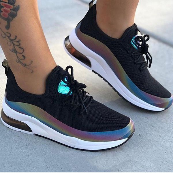 

2021 the new women lace up to sneaker woman crochets spring fall from ladies'comfortable ladies vulcanize shoes d40i, Black