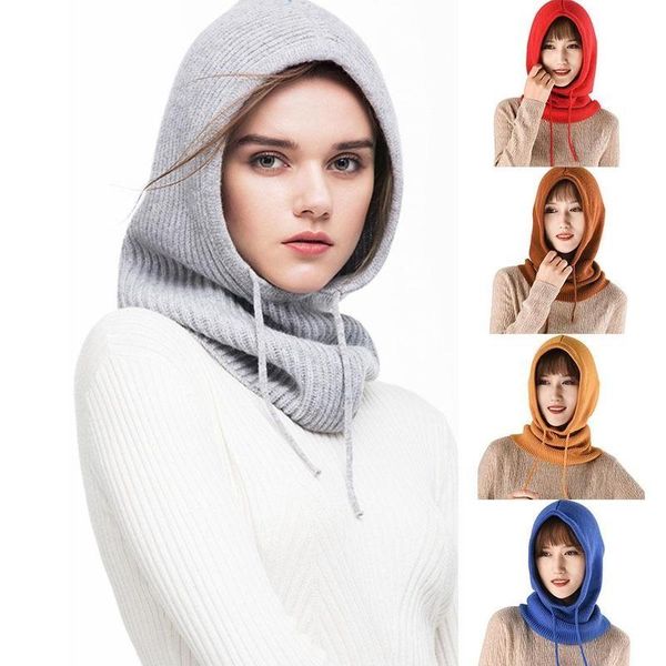 

beanie/skull caps beanie women scarf winter cap woman pompon knitted hat keep face warmer for dual-purpose, Blue;gray