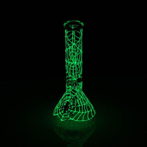 Noctilucence spider beaker bong bong in vetro nuovo stile pipa ad acqua alta 10 '' piccola per tubo dritto regalo