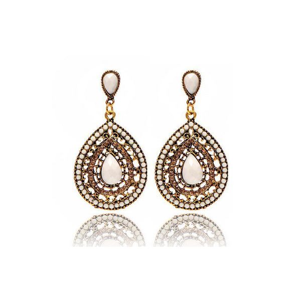 

boho style waterdrop stud earring women rhinestone beach dangle earring jewelry accessories with fast ing, Silver