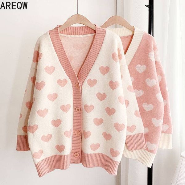 

knitted cardigan women's fairy spring new korean-style loose sweet oversized sweater coat 210204, White;black