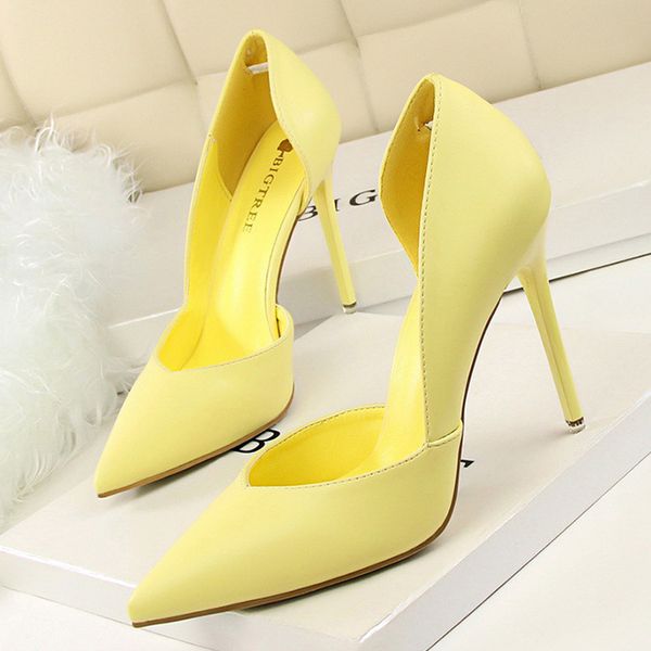 

2020 pumps ladies women high shoes stiletto point red yellow heels chaussure femme y200702, Black