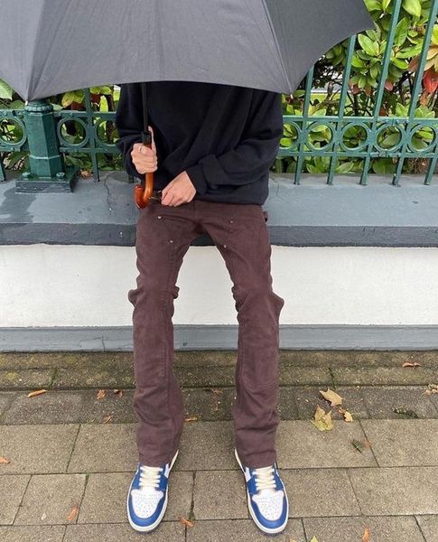 

2021ss vujade kenijima custom-made wash jeans hip-hop high street jeans men women couple leg opening zipper flare1, Blue