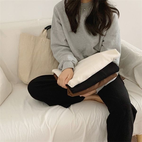 

4colors autumn 2020 korean chic style women sweatshirts solid color basic long sleeve sweatshirt womens pullovers ( c2030) c1015, Black;brown