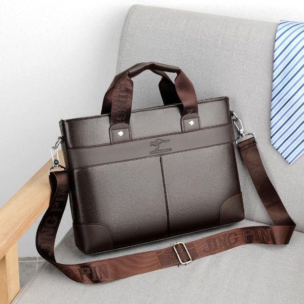 

2020 business men's bag briefcase black casual handbag pu leather briefcase men shoulder bags office bags for men