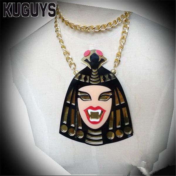 

new fashion jewelry woman acrylic snake cleopatra large pendant necklace chain stylish gold hiphop necklace, Silver