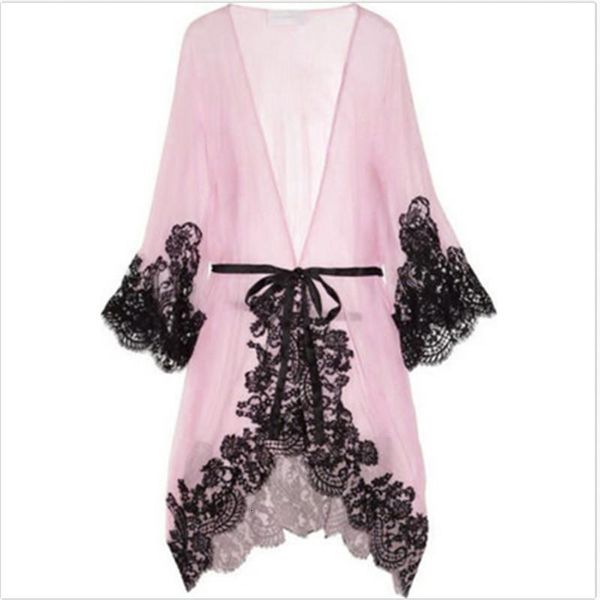 

local stock women sleepwear chemise kimono sleep nightie gown bath robe coat jacket drop shipping, Black;gray