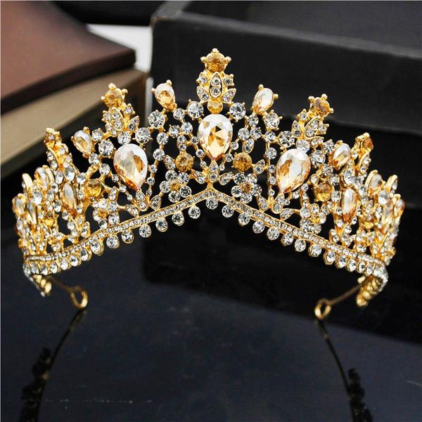 

винтажные желтые хрустальные tiaras свадебное платье для волос ювелирные изделия свадебные коронки повязки головы орнаменты, Golden;silver