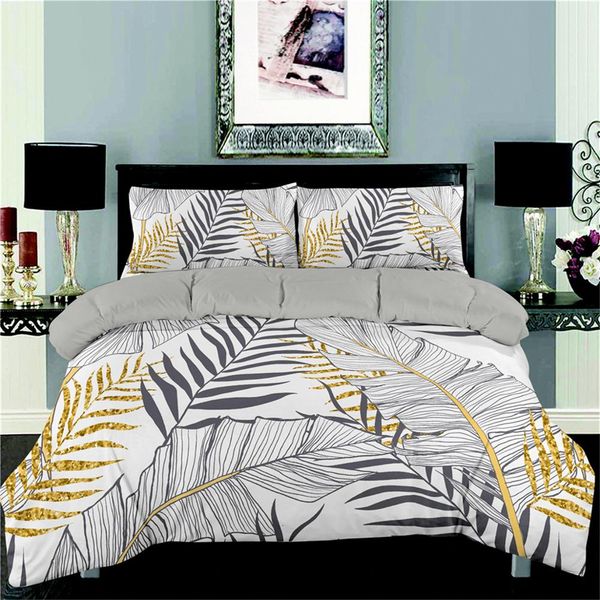 

zeimon leaves printed bedding set 3d tropical plant for adults duvet cover with pillowcase queen king size bed clothes