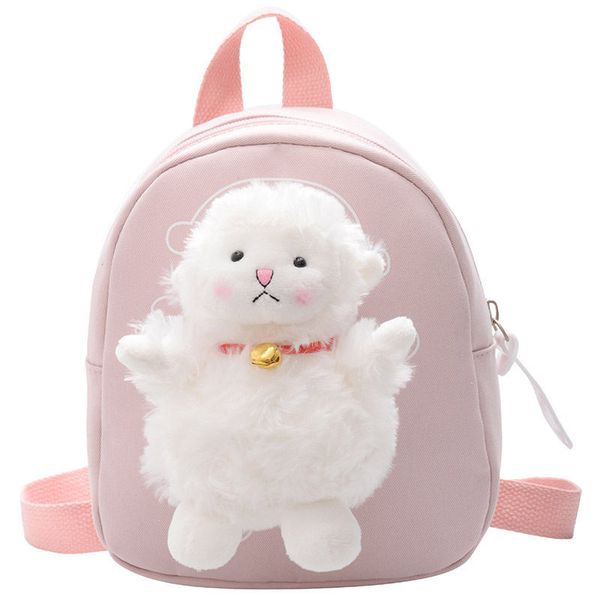 

canvas children backpacks kindergarten schoolbag cute doll lamb schoolbag toddler kids backpack for girl boy school bags student y0125