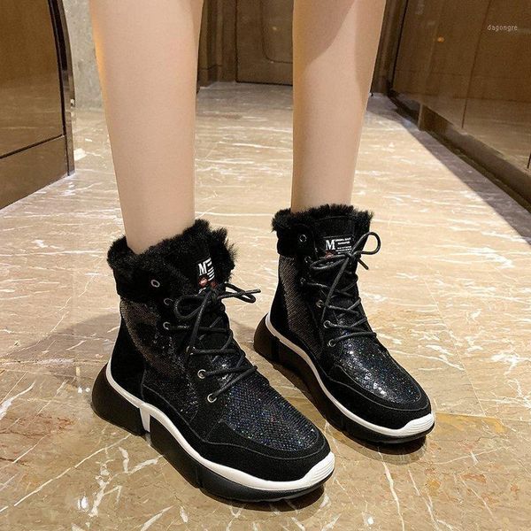 

winter boots lady australia flat heel women's rubber shoes rain boots-women lace up crystal round toe luxury designer 2020 med1, Black