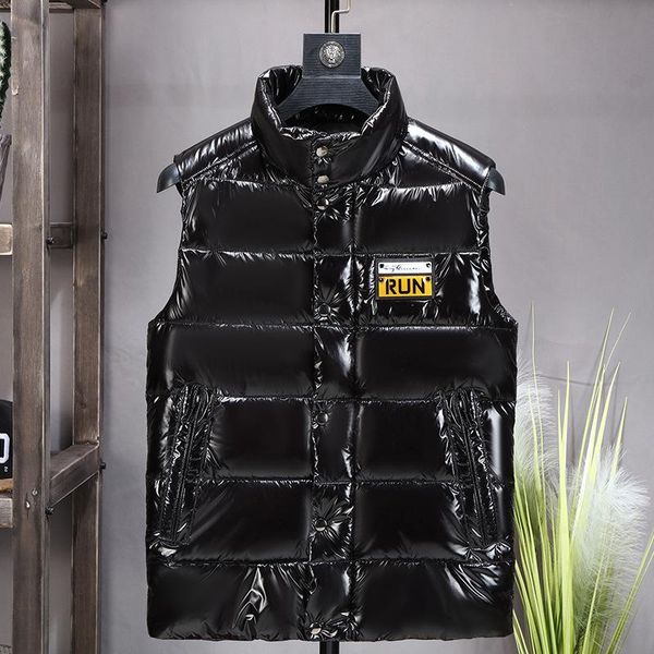 

down vest men's winter fashion bright face thickened fashion vest man sleeveless coats male warm cotton padded waistcoat vests, Black;white