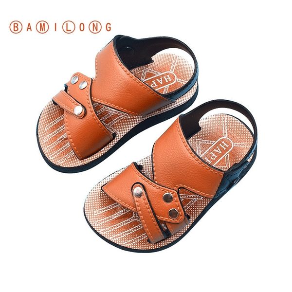 

bamilong new summer boys sandals children beach shoes kids sports anti-slip casual toddler baby pvc leather flat sandals y120 y201028, Black;red