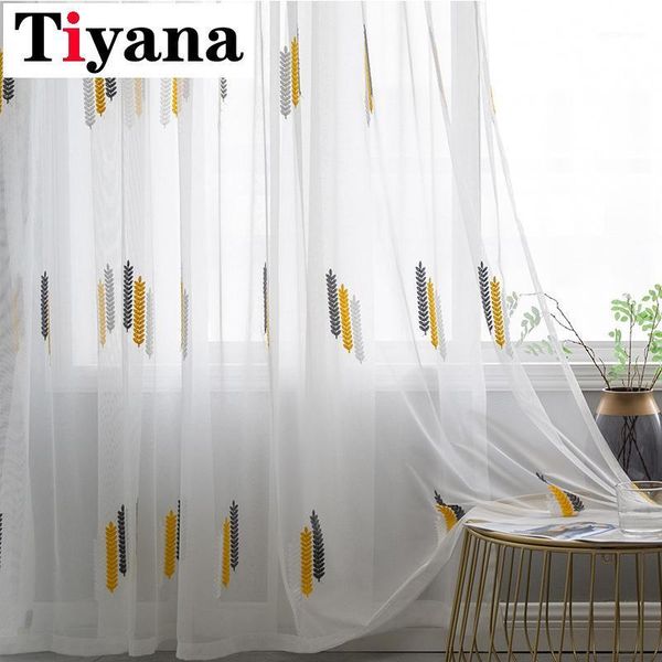 

curtain & drapes embroidered tulle curtains for living room white voile sheer kitchen window wheat ears fabric jk045y1