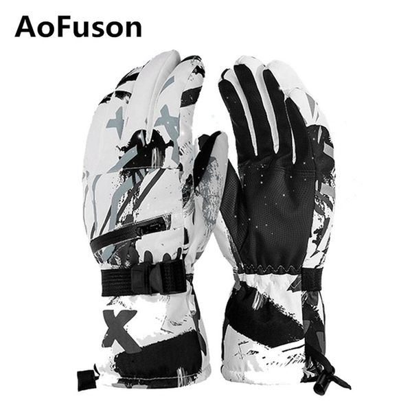 

professional ski gloves touch screen fleece winter warm snowboard ultralight waterproof motorcycle thermal snow gloves 220117