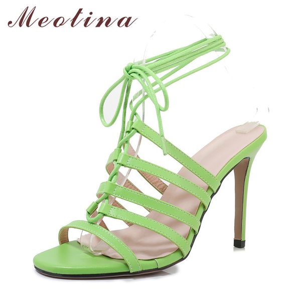 

meotina cross-strap super high heel sandals narrow band women shoes thin heels footwear ladies summer fashion sandals green 46 0928, Black