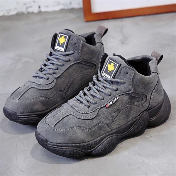 

female shoes big 2021 autumn new sports with thick soles plus velvet casual fashion snow boots of women 6wsj, Black