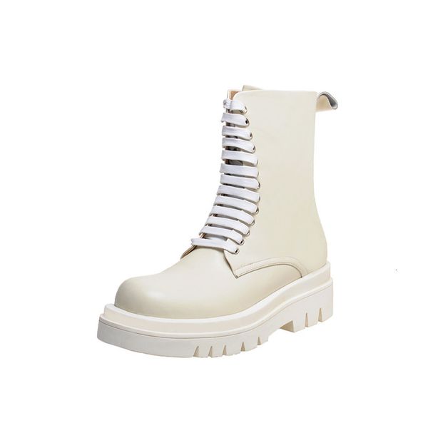 

large 2021 new 34-43 women's genuine thick heels toe lace up to boots hdbv, Black