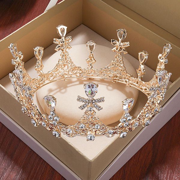 

барокко золото круглый женщина 18-летняя невеста головной убор атмосфера чистый красный взрослый волос украшение свадьбы короны, Silver