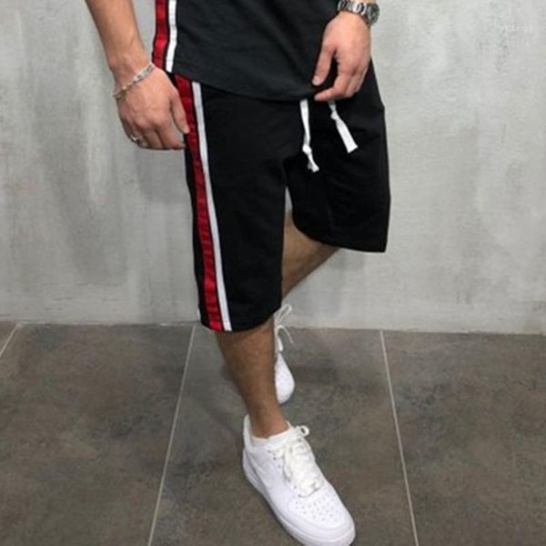 

2020 new summer jogger sporting thin men black bodybuilding short pants male striped pants with 7 sections, White;black