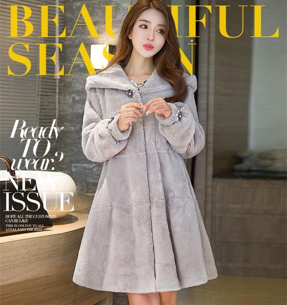 

women's fur & faux coat women 2021 casual hoodies furry thick warm long jacket loose winter feminine, Black