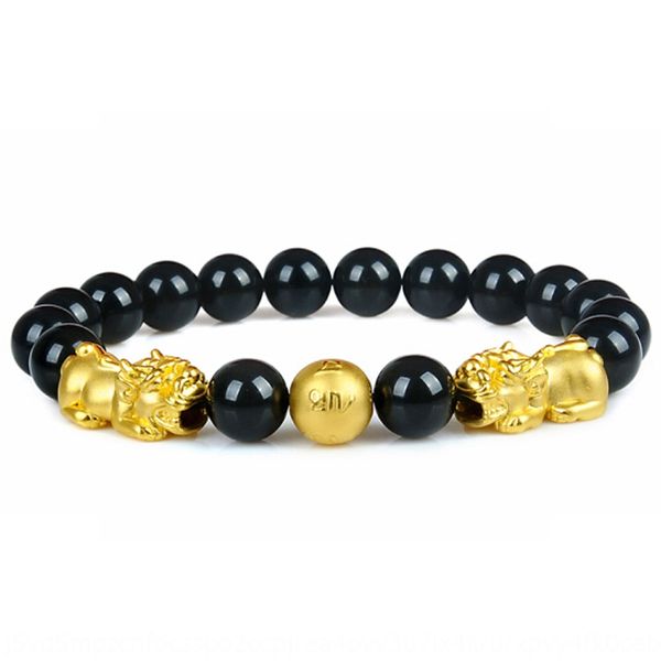 

gold plated 3d hard gold-plated lulutong bracelet men's and women's transfer bead bracelet * 2 + six characters 5dvec, Golden;silver