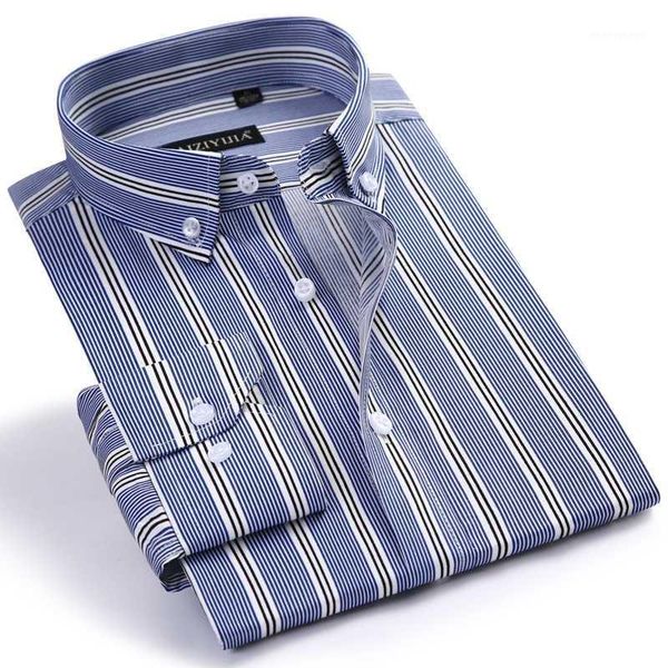 

men's formal long sleeve pinstripe office shirts comfortable standard-fit 100 percent cotton casual button collar dress shirt1, White;black