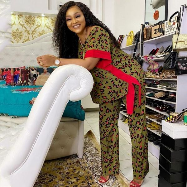 

2 piece women's sets 2020 dashiki traditional african clothing two piece set africaine print bodycon pants african clothes1, Red