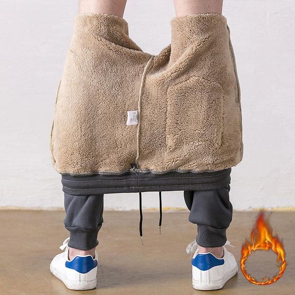 

8xl winter 2019 lambskin pants men's sports closed loose large size casual pants plus velvet thickening harlan men's trousers1, Black