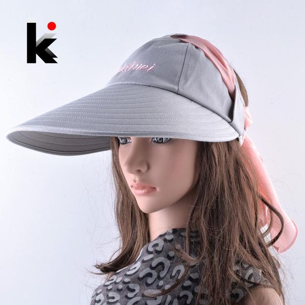 

women sun hat summer cap wide brim beach caps lady seaside vacation romantic sun protection hats solid chapeau femme, Blue;gray