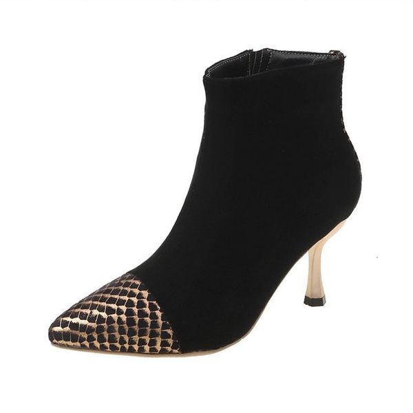 

2021 new ankle boots women winter shoes autumn fur plush warm ladies thin heels suede botas mujer fashion pointed toe 1 jfd0, Black