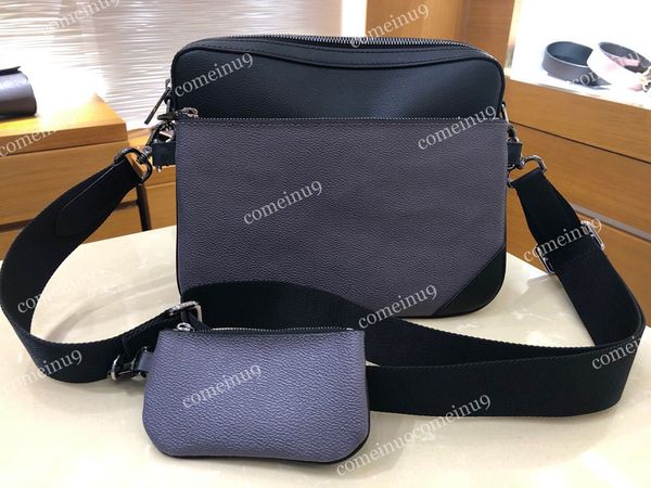 

wholesale fashion men pochette trio messenger bag black/gray 3 pieces set mens reverse canvas straps crossbody bag 69443 w small coin purse